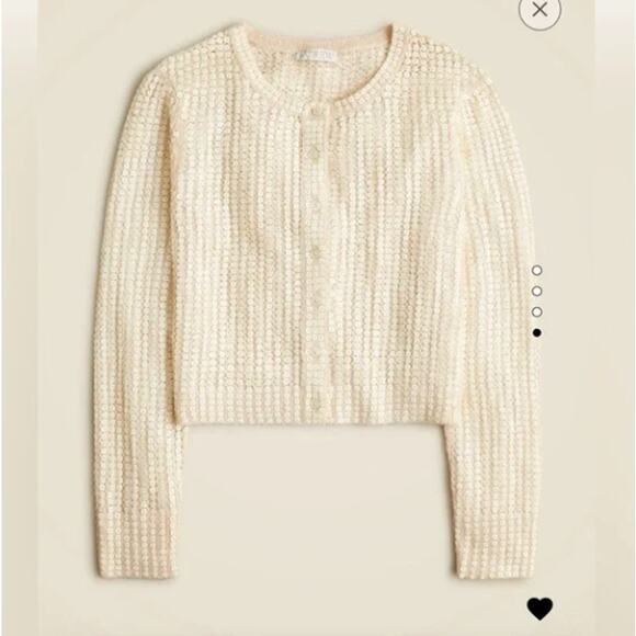 J. CREW Collection Sequin Pointelle Cardigan Sweater Cream Sz XXL NWT $198 {C41} - Picture 3 of 4